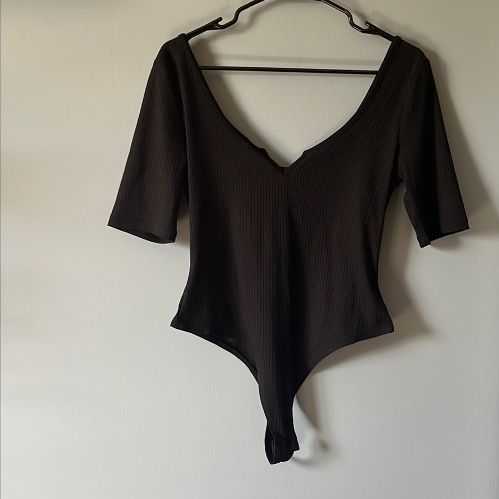 H&M Black Ribbed Bodysuit NWT